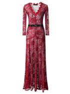 Choies Burgundy V-neck Crochet Lace Panel Bow Tie Prom Dress
