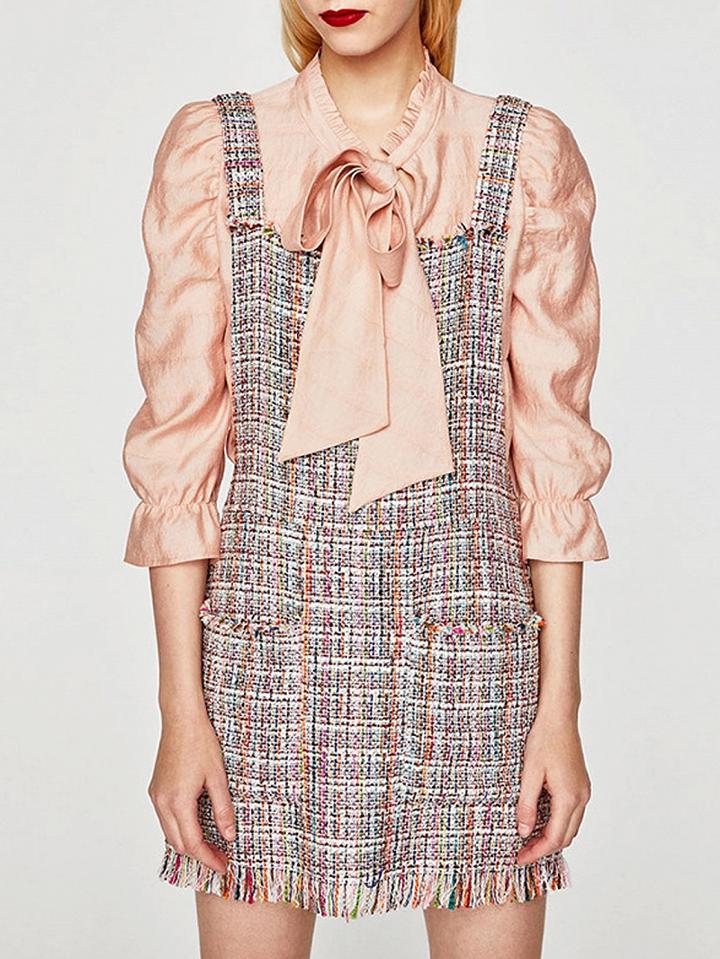 Choies Polychrome Pocket Wool Blend Overall Dress