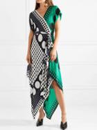 Choies Multicolor Silk V-neck Polka Dot Print Chic Women Maxi Dress