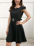 Choies Black Buckle Belt Mini Dress