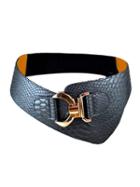 Choies Black Snake Textured Faux Leather Cinch Belt