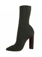 Choies Dark Green Pinted Toe Stretch Heeled Boots