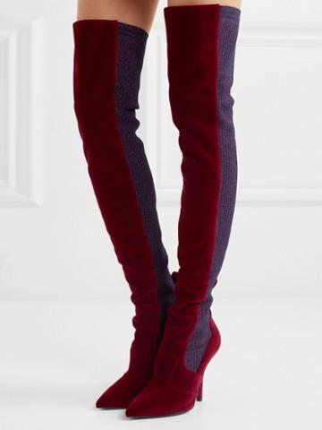Choies Red Suede Pointed Heeled Over The Knee Boots
