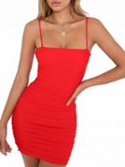 Choies Red Spaghetti Strap Tie Back Bodycon Mini Dress