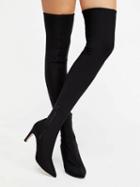 Choies Black Stretch Over The Knee Heeled Boots