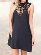 Choies Black Lace Panel Cut Out Back Sleeveless Dress