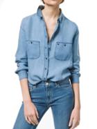 Choies Blue Pocket Detail Long Sleeve Denim Shirt