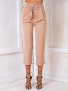 Choies Khaki High Waist Ring Belt Crop Cigarette Pants