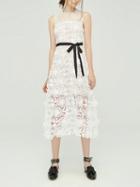 Choies White Sheer Panel Sleeveless Lace Midi Dress