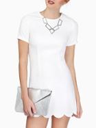 Choies White Scallop Hem Short Sleeve A-line Mini Dress
