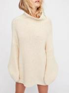 Choies Beige High Neck Long Sleeve Turn Up Cuffs Chunky Knit Sweater
