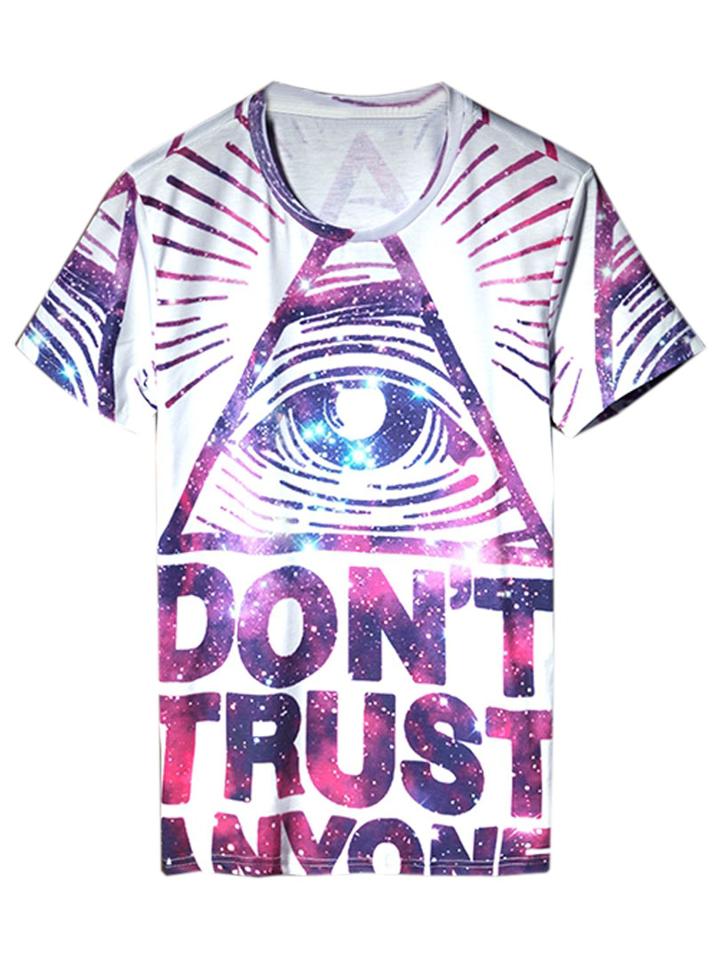 Choies White Letter And Eye Print Short Sleeve T-shirt