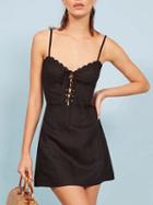 Choies Black Spaghetti Strap V-neck Lace Up Front Lace Trim Mini Dress