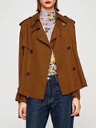 Choies Brown Double Breasted Long Sleeve Tie Cuff Coat