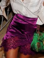 Choies Purple High Waist Lace Panel Asymmetric Hem Mini Skirt