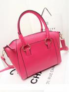 Choies Hot Pink Pu Crocodile Effect Handle Shoulder Bag