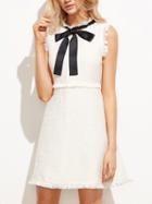 Choies White Tweed Bow Tie Sleeveless Dress