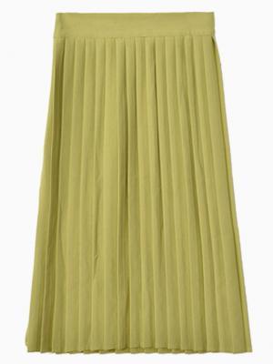 Choies Pleated Midi Skirt In Green