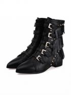 Choies Black Leather Buckle Strap Stud And Tassel Detail Ankle Boots