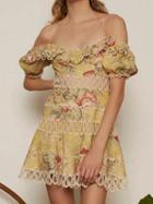 Choies Polychrome Halter Off Shoulder Floral Print Chic Women Mini Dress