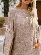 Choies Khaki Cotton Blend Flare Sleeve Women Sweater