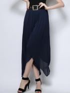 Choies Navy Layer Asymmetric Hem Wide Leg Palazzo Pants