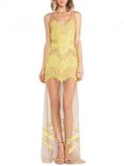 Choies Yellow Lace Panel Bright Maxi Dress