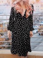 Choies Black V-neck Polka Dot Thigh Split Side Long Sleeve Mini Dress