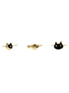 Choies Golden Cute Crystal Cat And Fish Finger Ring Pack