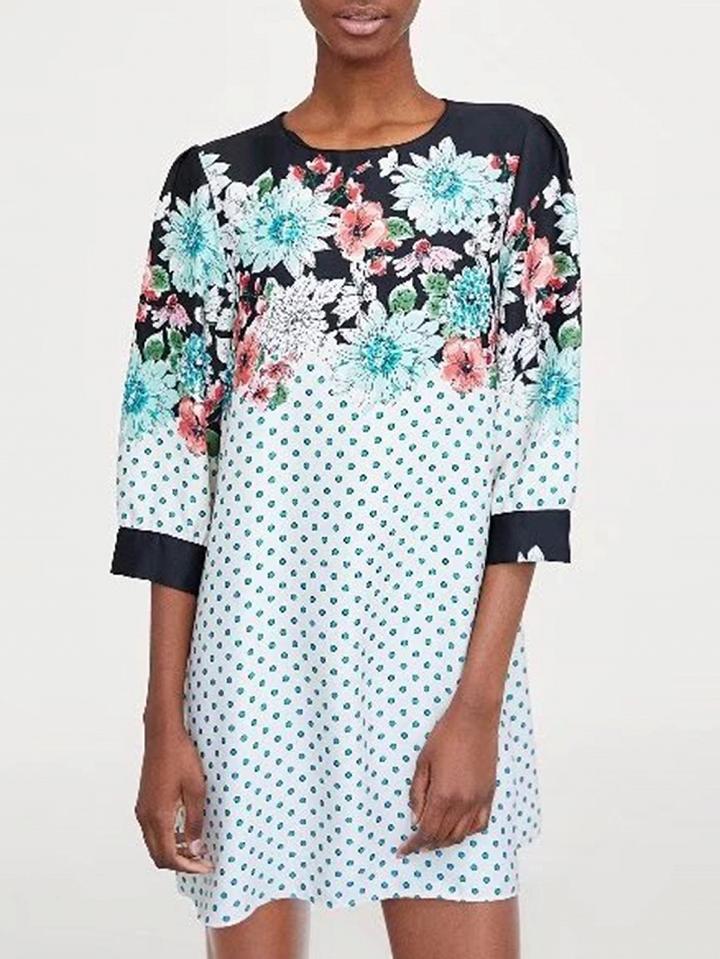 Choies White Contrast Floral Print Mini Dress