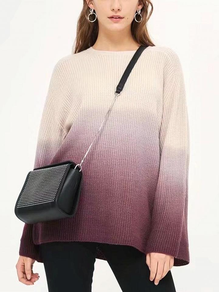 Choies Dark Red Dip Dye Flare Sleeve Knit Sweater