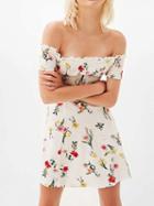 Choies White Floral Off Shoulder Stretch Top Mini Dress