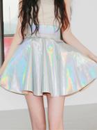 Choies Silver High Waist Metallic Mini Skirt
