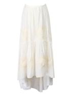 Choies White Embroidery Flounce Asymmetric Hem Skirt