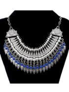 Choies Royal Blue Turquoise Beaded Ornate And Drop Statement Necklace