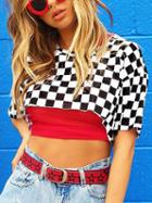 Choies Black Checker Crop T-shirt