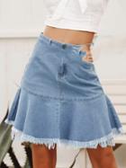 Choies Blue High Waist Ruffle Hem Denim Mini Skirt