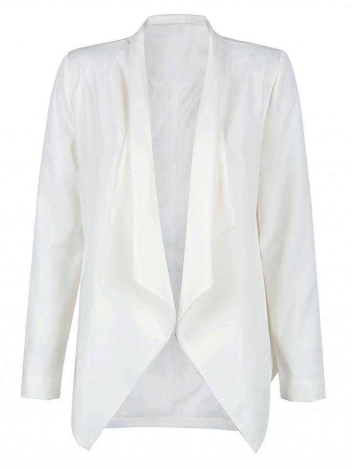 Choies Cream Waterfall Front Blazer