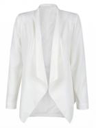 Choies Cream Waterfall Front Blazer