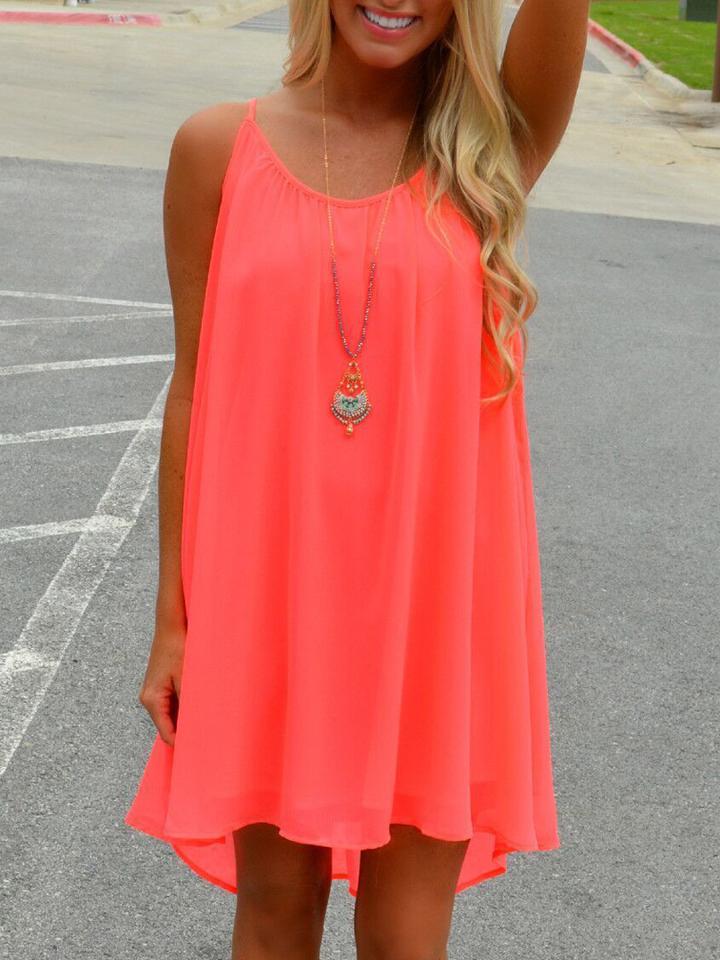 Choies Pink Mesh Back Spaghetti Strap Loose Midi Dress