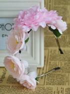 Choies Pink Peach Blossom And Peony Floral Headband