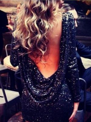 Choies Luxurious Black Sequin Backless Party Dress