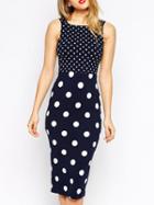 Choies Navy Polka Dot Strappy Cut Out Back Bodycon Dress