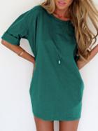 Choies Green Half Sleeve Tee Dress-top