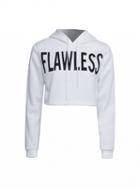 Choies White Letter Print Cropped Hoodie