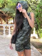 Choies Green Camo Hooded Sleeveless Bodycon Dress