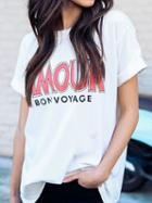 Choies White Letter Print T-shirt