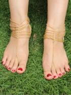 Choies Golden Multilayer Fine Chain Barefoot Sandals