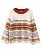 Choies Beige Folk Pattern Knit Sweater