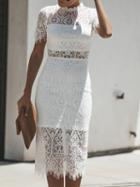 Choies White Cut Out Detail Sheer Panel Chic Women Lace Bodycon Dress